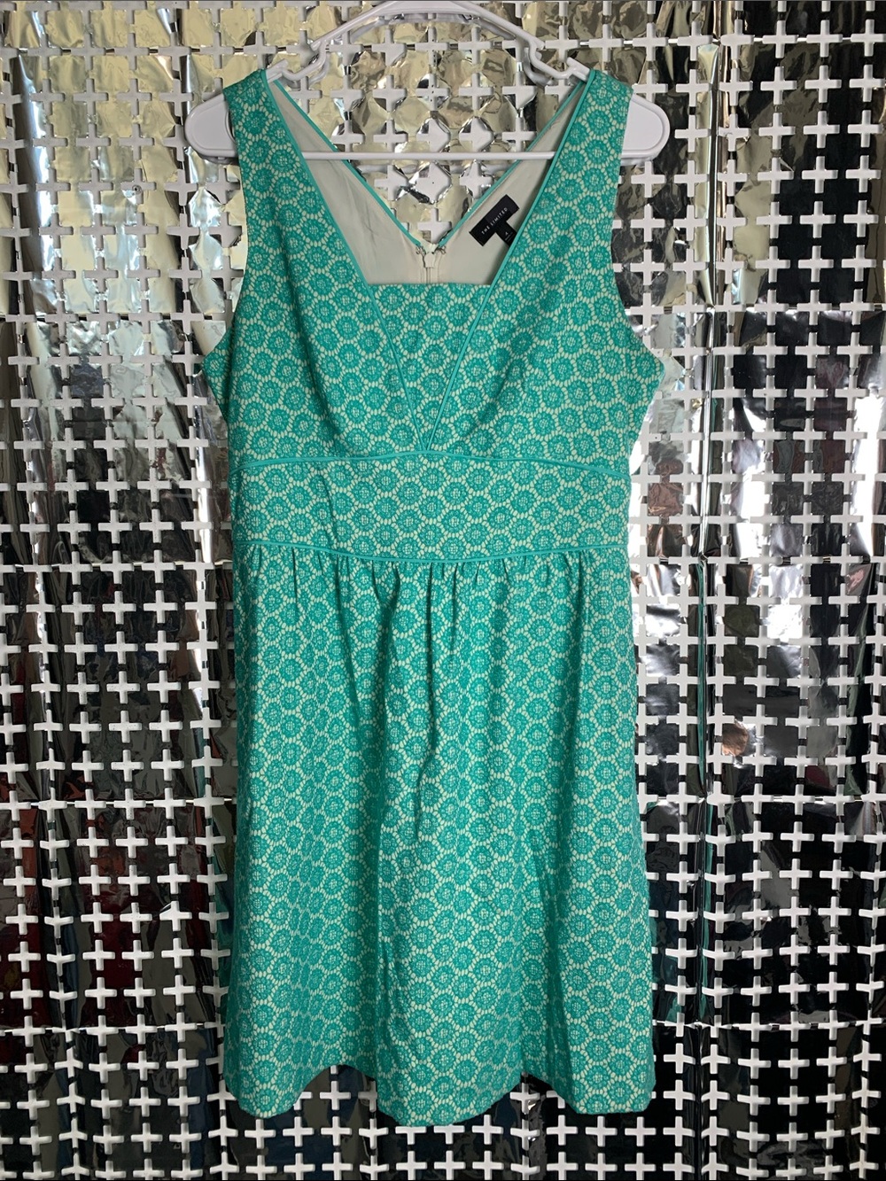 The Limited Teal Patterned Sleeveless Midi Dress